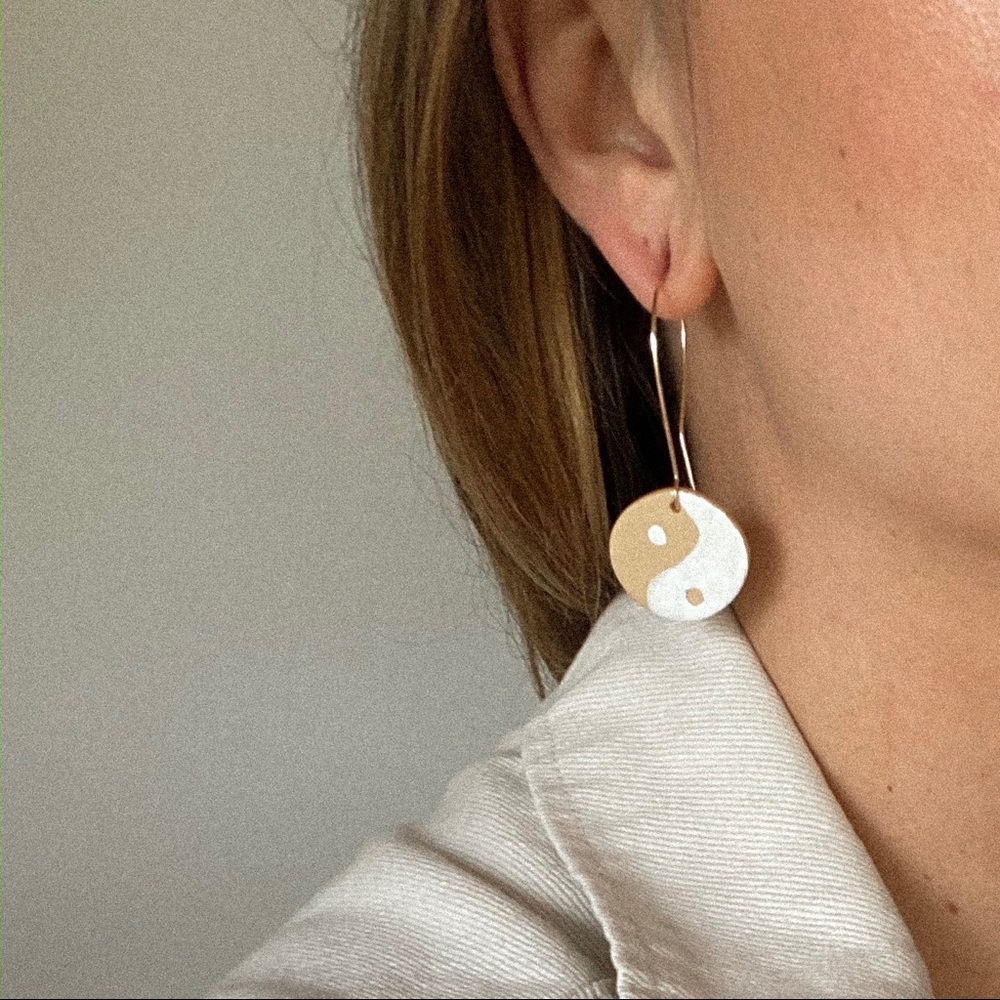 Hand painted yin yang earrings